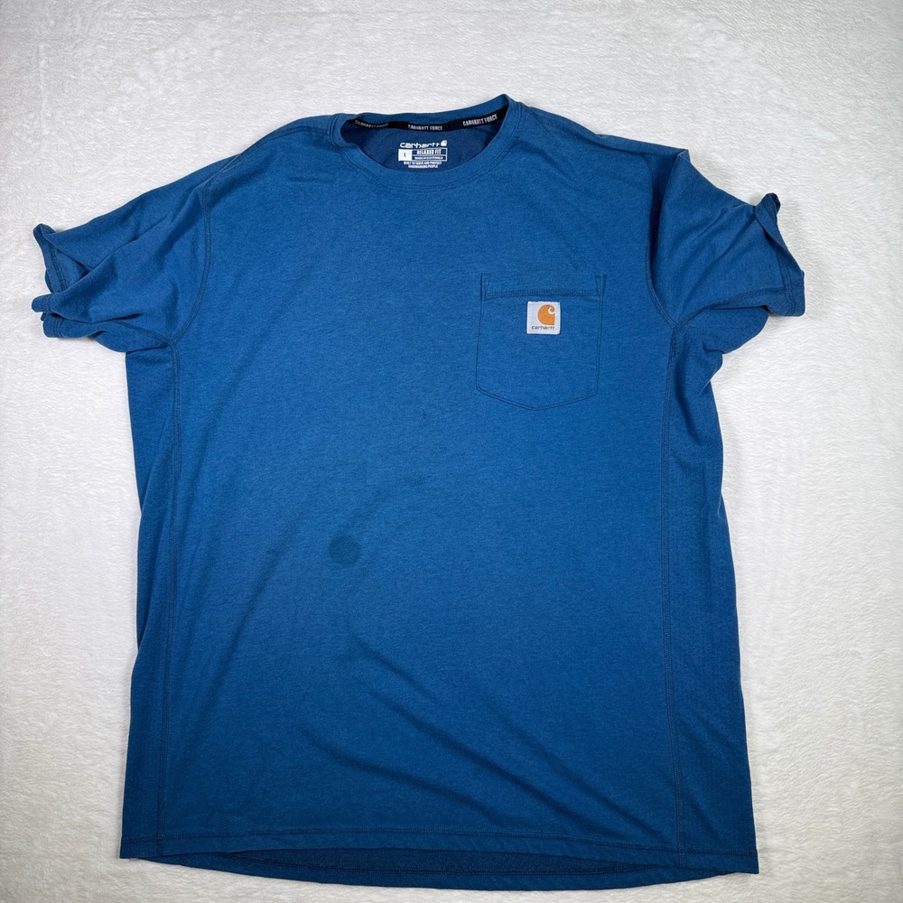 Carhartt Force‎ Relaxed Fit Short Sleeve Pocket T Shirt Men's Large Blue
